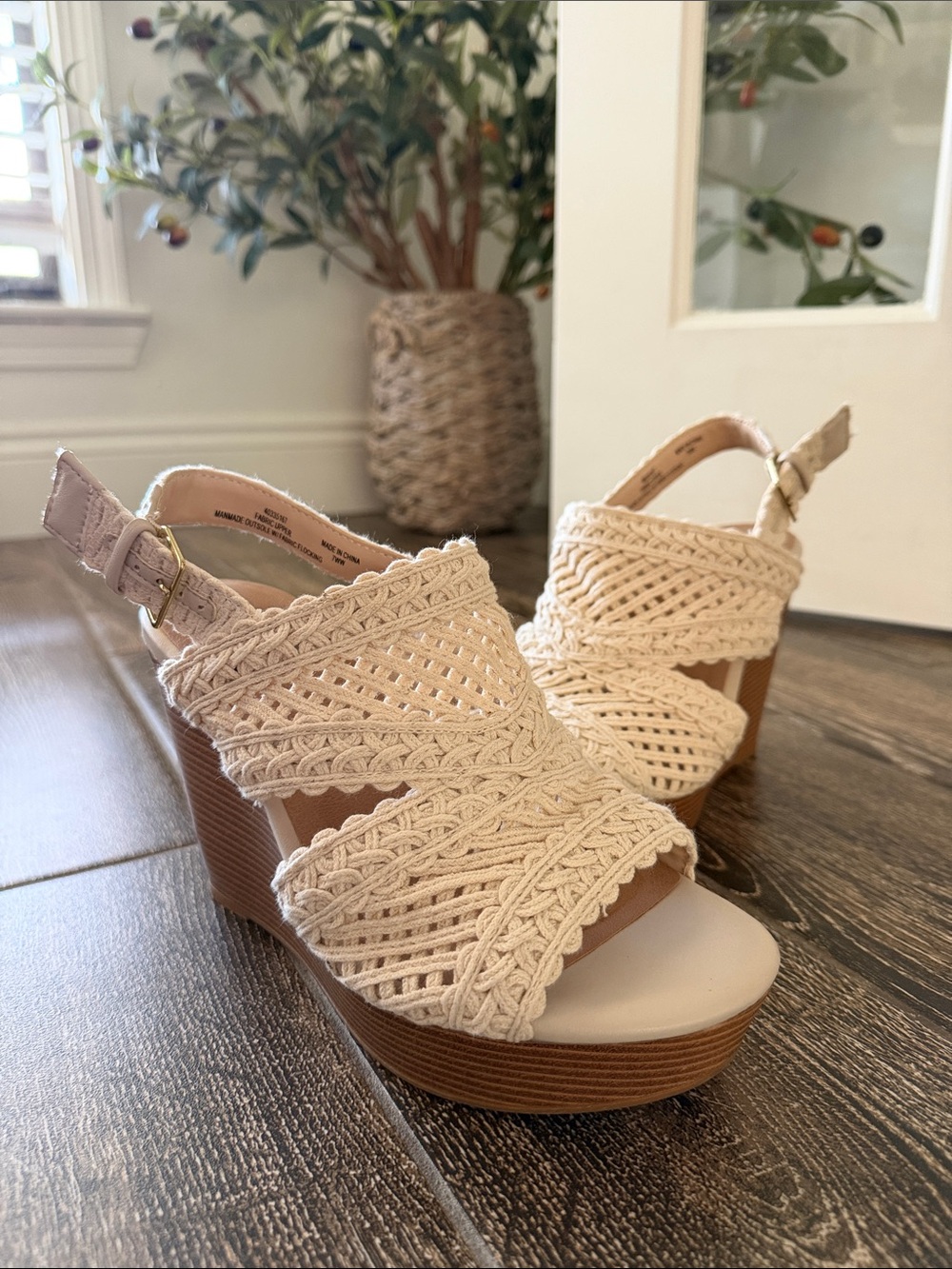 torrid Cream Macramé Platform Wedge Sandals